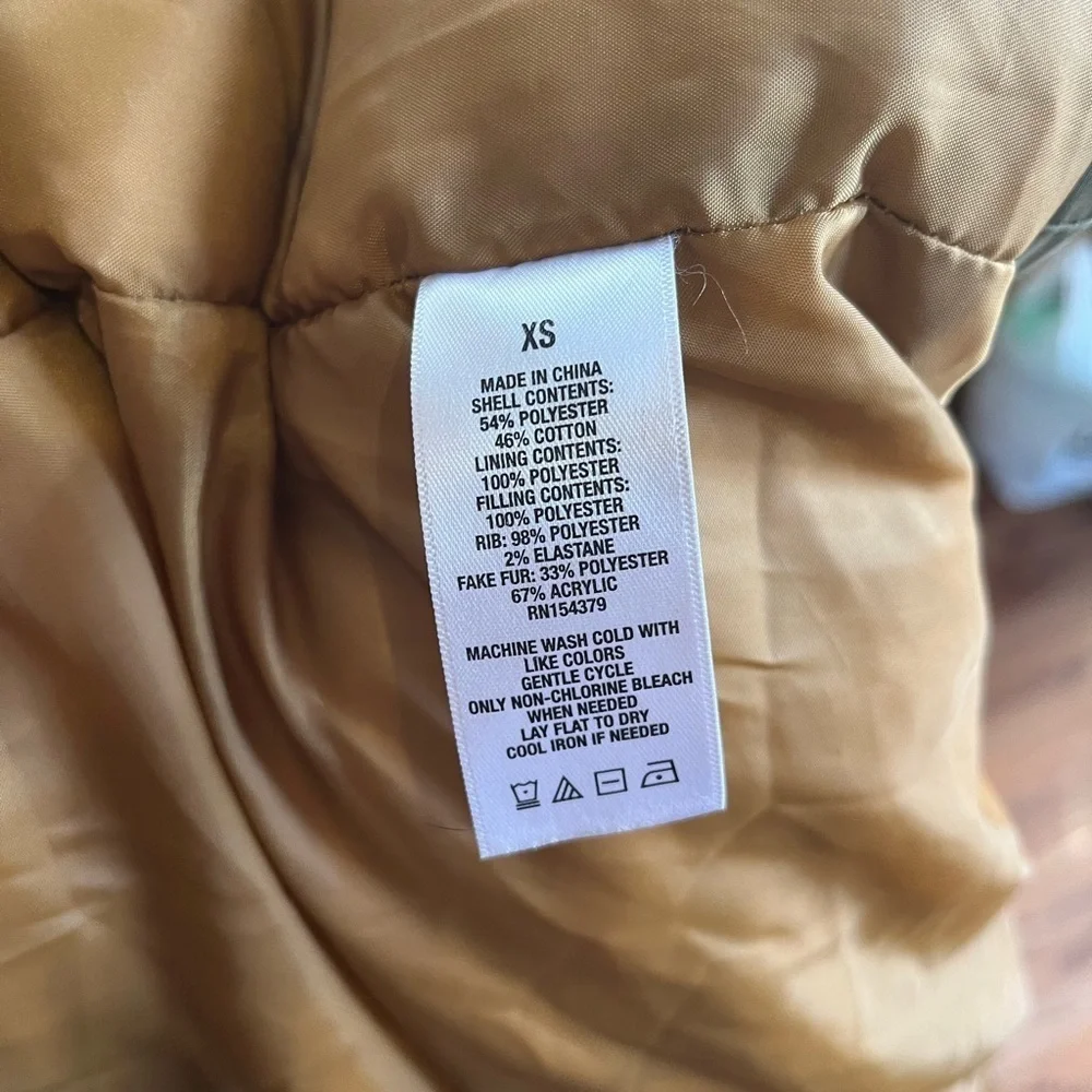 Aeropostale XS Olive Parka Gorpcore Granola Faux Fur Utility Jacket
